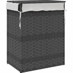 vidaXL Productos Del Hogar-Cesto para ropa sucia con tapa ratán sintético 46x33x60 cm