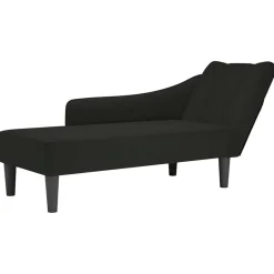 vidaXL Chaise longue con reposabrazos derecho terciopelo Negro Best