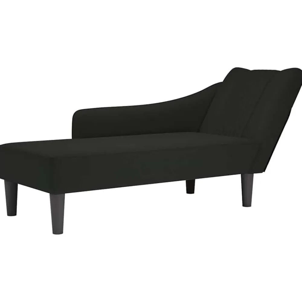 vidaXL Chaise longue con reposabrazos derecho terciopelo Negro Best