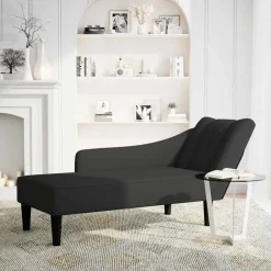 vidaXL Chaise longue con reposabrazos derecho terciopelo Negro Best