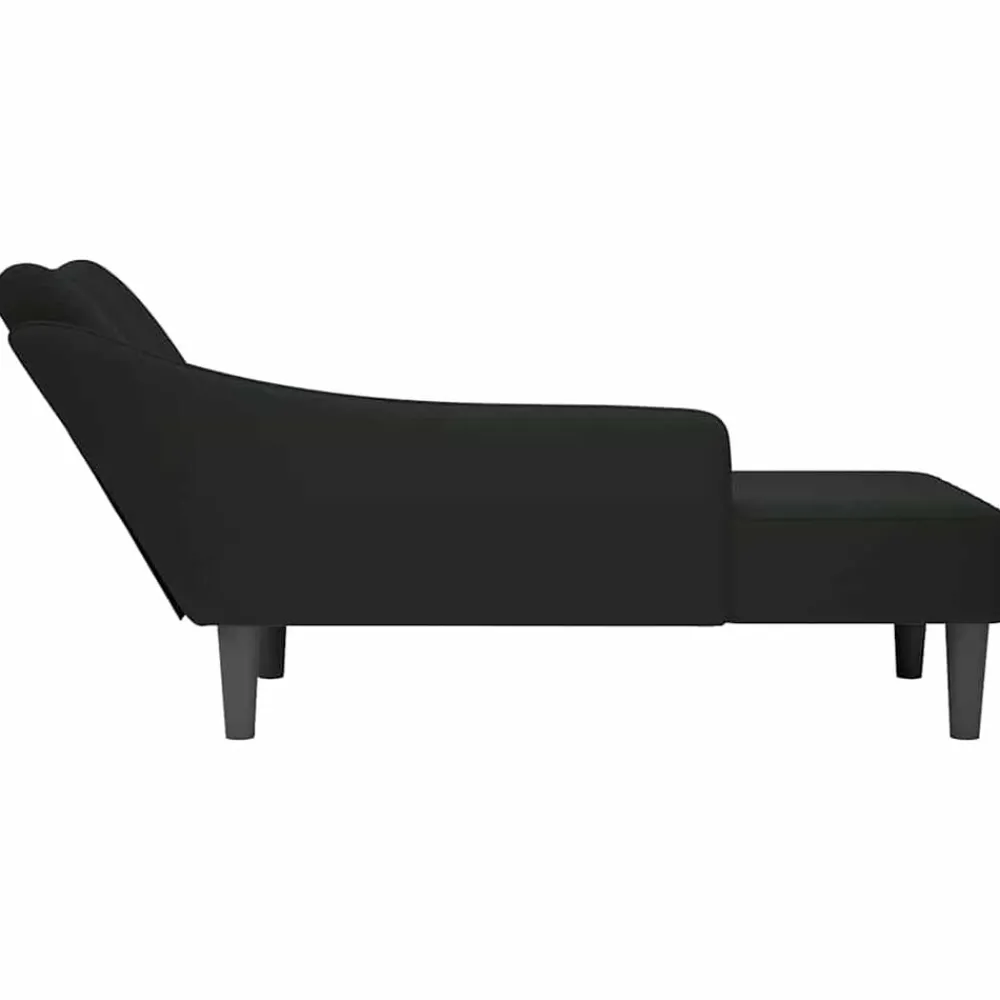 vidaXL Chaise longue con reposabrazos derecho terciopelo Negro Best