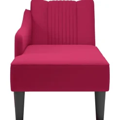 vidaXL Chaise longue con reposabrazos derecho terciopelo rojo vino Rojo vino tinto Hot