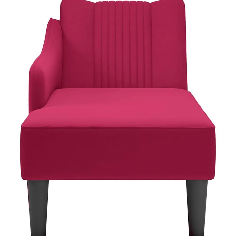 vidaXL Chaise longue con reposabrazos derecho terciopelo rojo vino Rojo vino tinto Hot