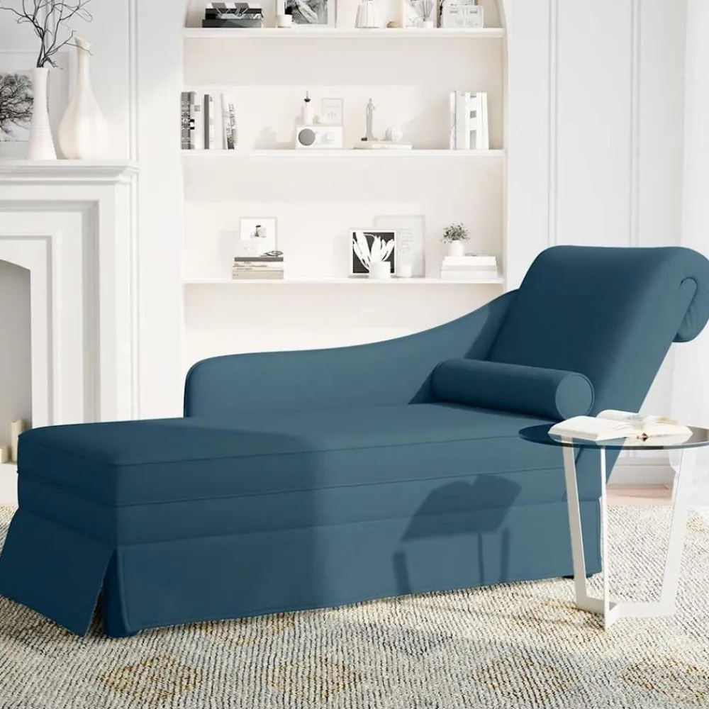 vidaXL Chaise longue respaldo reposabrazos derecho terciopelo Azul Discount