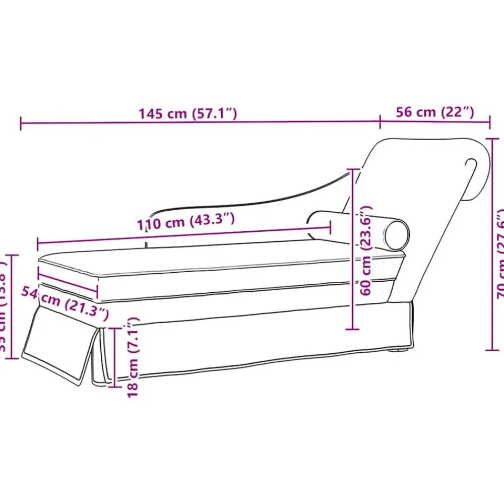 vidaXL Chaise longue respaldo reposabrazos derecho terciopelo Azul Discount