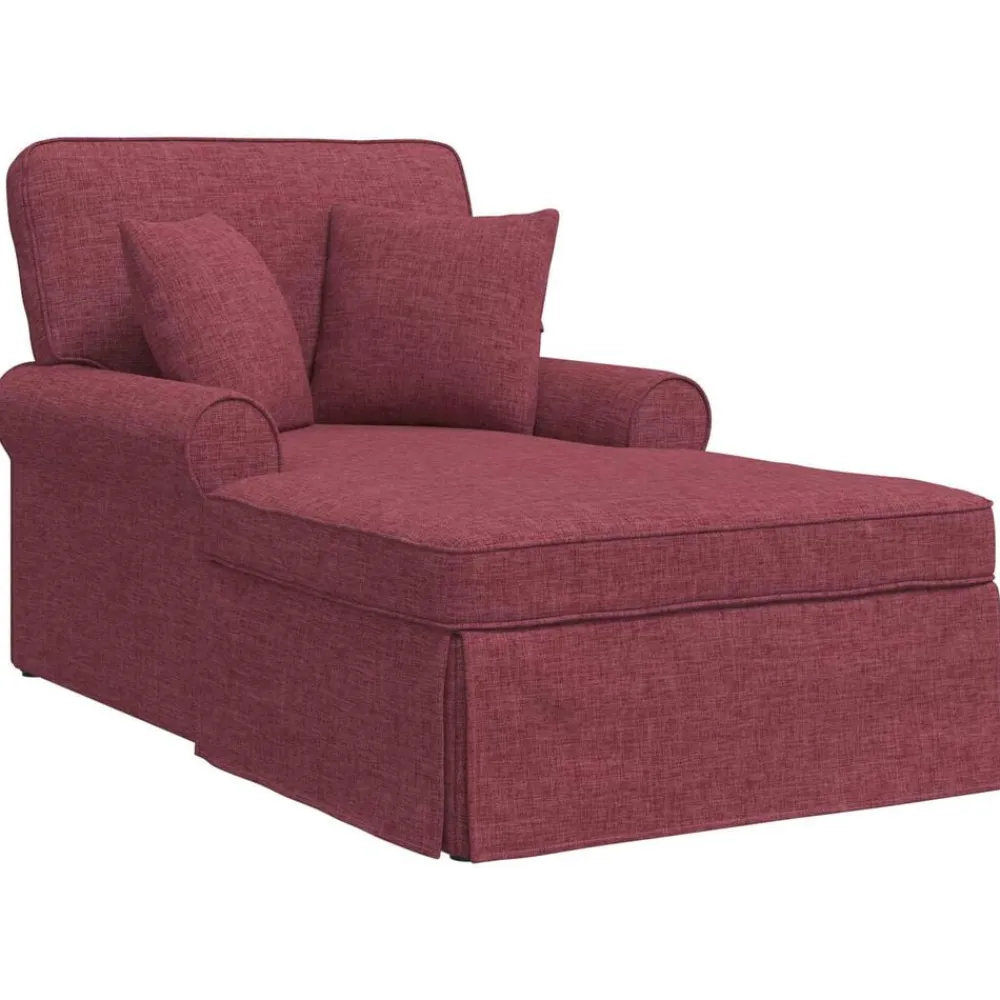 vidaXL Sillas-Chaise Lounge con Falda con cojín 3 pcs Rojo vino tela