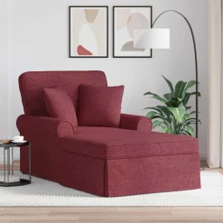 vidaXL Sillas-Chaise Lounge con Falda con cojín 3 pcs Rojo vino tela