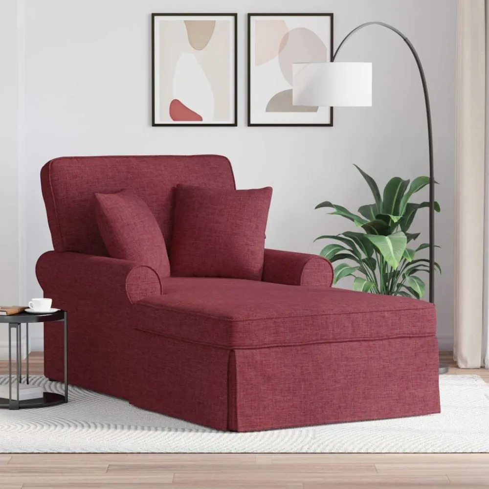vidaXL Sillas-Chaise Lounge con Falda con cojín 3 pcs Rojo vino tela