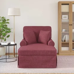 vidaXL Sillas-Chaise Lounge con Falda con cojín 3 pcs Rojo vino tela