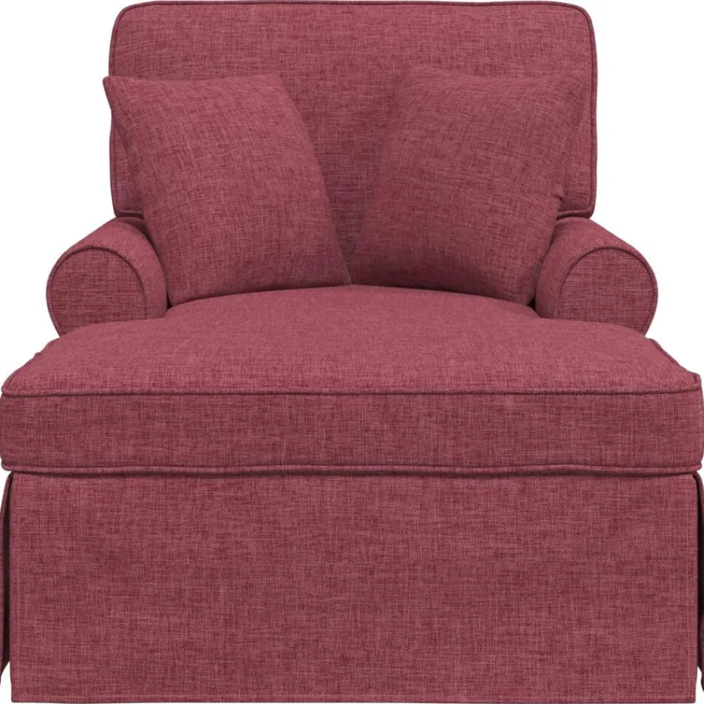 vidaXL Sillas-Chaise Lounge con Falda con cojín 3 pcs Rojo vino tela