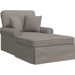 vidaXL Chaise Lounge con Falda con cojín con almohada 3 pcs tela Taupé Sale