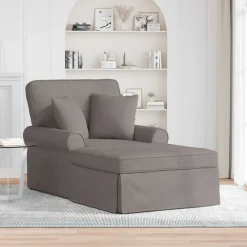 vidaXL Chaise Lounge con Falda con cojín con almohada 3 pcs tela Taupé Sale