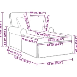 vidaXL Chaise Lounge con Falda con cojín con almohada 3 pcs tela Taupé Sale