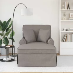 vidaXL Chaise Lounge con Falda con cojín con almohada 3 pcs tela Taupé Sale