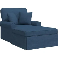 vidaXL Chaise Lounge con Falda con cojín con almohada 3 pcs tela Azul Hot