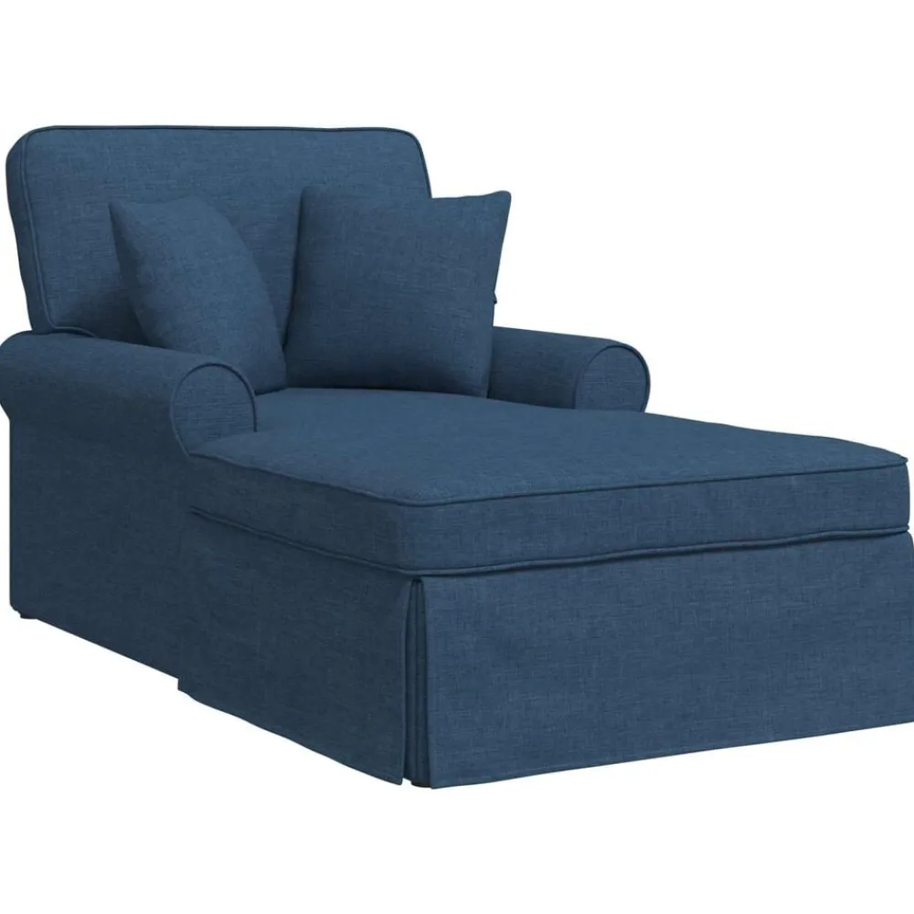 vidaXL Chaise Lounge con Falda con cojín con almohada 3 pcs tela Azul Hot