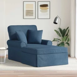 vidaXL Chaise Lounge con Falda con cojín con almohada 3 pcs tela Azul Hot