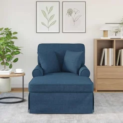 vidaXL Chaise Lounge con Falda con cojín con almohada 3 pcs tela Azul Hot