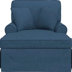 vidaXL Chaise Lounge con Falda con cojín con almohada 3 pcs tela Azul Hot