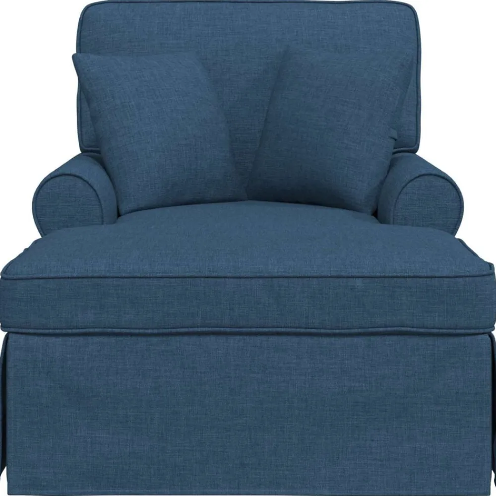 vidaXL Chaise Lounge con Falda con cojín con almohada 3 pcs tela Azul Hot