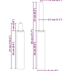 vidaXL Cilindro de Gas para Silla de Oficina 307-447 mm Hierro Cromado
