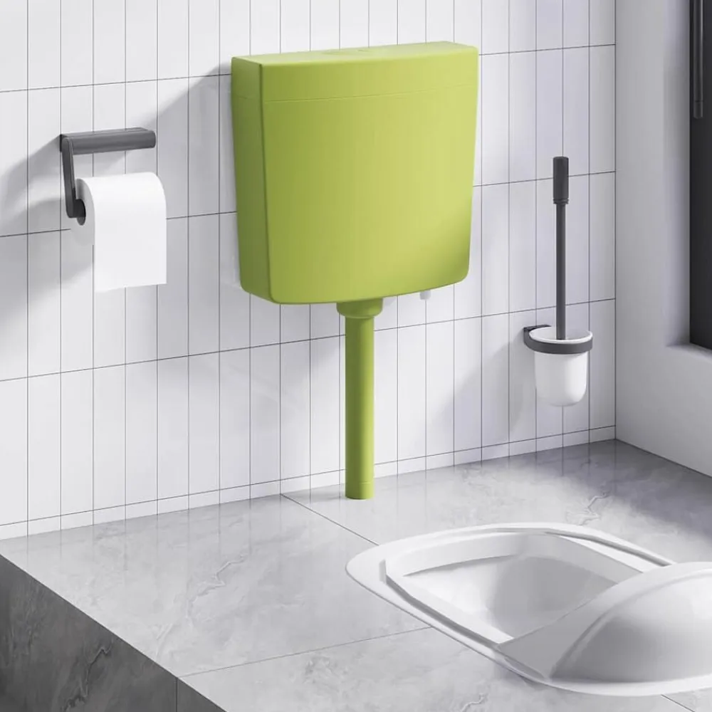 vidaXL Cisterna de inodoro con entrada de agua inferior verde 3/6 L Verde oliva Online