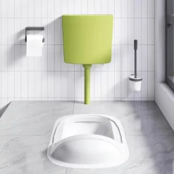 vidaXL Cisterna de inodoro con entrada de agua inferior verde 3/6 L Verde oliva Online