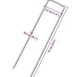 vidaXL Actividades Al Aire Libre-Clavijas de tierra forma U 25 uds acero galvanizado 15x3,5 cm