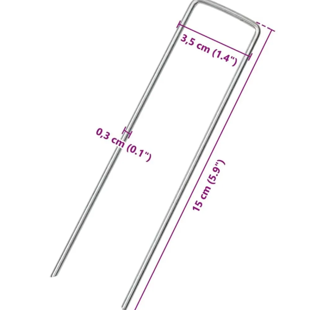 vidaXL Actividades Al Aire Libre-Clavijas de tierra forma U 25 uds acero galvanizado 15x3,5 cm