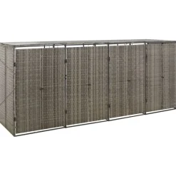 vidaXL Productos Del Hogar-Cobertizo 4 contenedores de basura ratán PE 274x80x117 cm