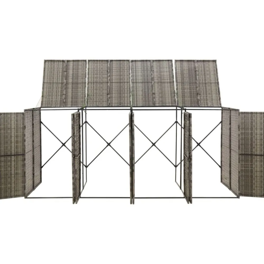 vidaXL Productos Del Hogar-Cobertizo 4 contenedores de basura ratán PE 274x80x117 cm