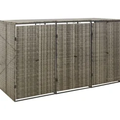 vidaXL Productos Del Hogar-Cobertizo 3 contenedores de basura ratán PE 207x80x117 cm