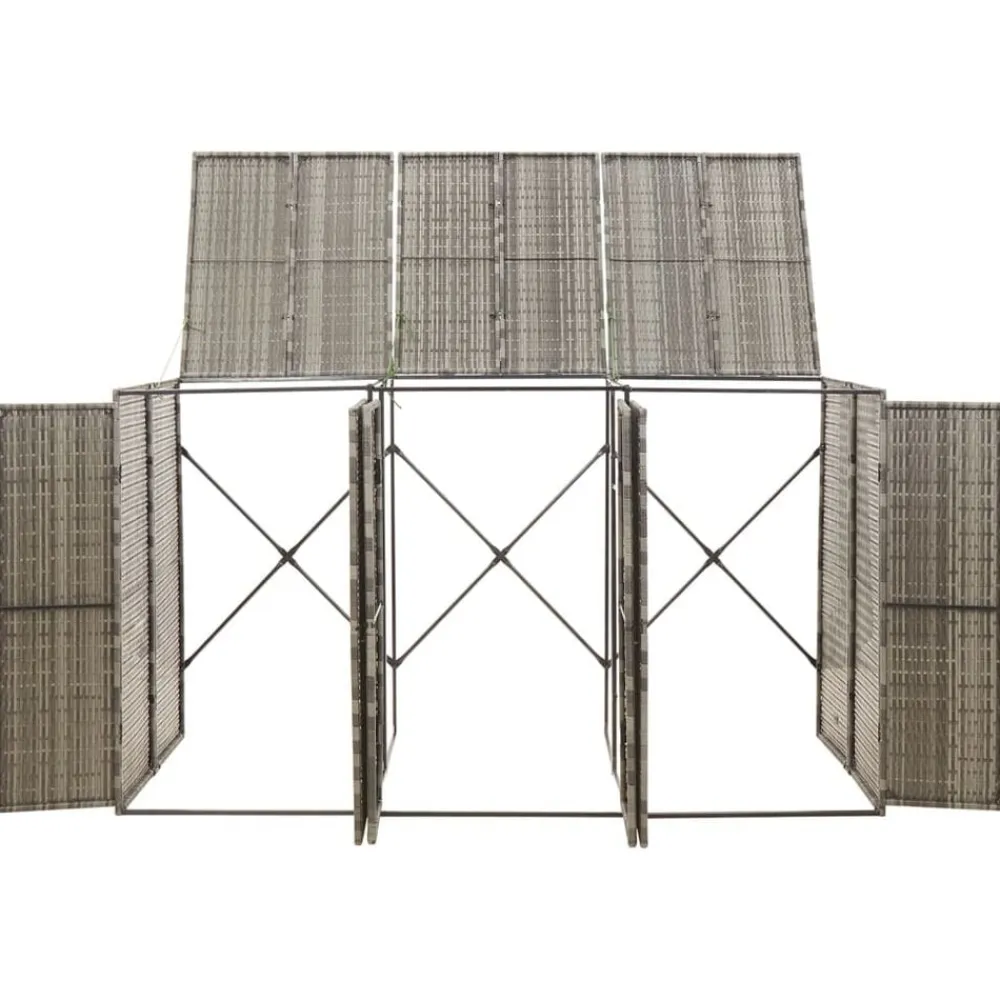 vidaXL Productos Del Hogar-Cobertizo 3 contenedores de basura ratán PE 207x80x117 cm