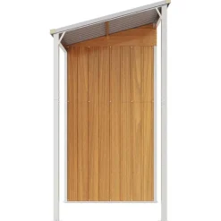 vidaXL Jardín-Cobertizo con tejado largo acero marrón claro 277x107x181 cm