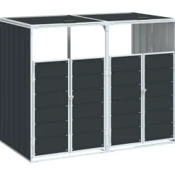 vidaXL Cobertizo contenedor doble basura acero 144x81x113 cm Antracita Best