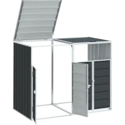 vidaXL Cobertizo contenedor doble basura acero 144x81x113 cm Antracita Best