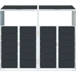 vidaXL Cobertizo contenedor doble basura acero 144x81x113 cm Antracita Best