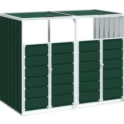 vidaXL Productos Del Hogar-Cobertizo contenedores dobles basura acero 144x81x113 cm