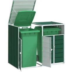 vidaXL Productos Del Hogar-Cobertizo contenedores dobles basura acero 144x81x113 cm