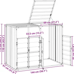 vidaXL Productos Del Hogar-Cobertizo contenedores dobles basura acero 144x81x113 cm