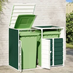 vidaXL Productos Del Hogar-Cobertizo contenedores dobles basura acero 144x81x113 cm