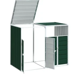 vidaXL Productos Del Hogar-Cobertizo contenedores dobles basura acero 144x81x113 cm
