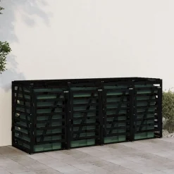 vidaXL Cobertizo cuádruple para cubos de basura madera de Pino negro