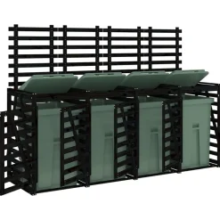 vidaXL Cobertizo cuádruple para cubos de basura madera de Pino negro