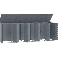 vidaXL Cobertizo de 5 contenedores de basura acero 345x79x117 cm Gris Outlet