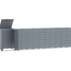 vidaXL Productos Del Hogar-Cobertizo de 6 contenedores de basura acero 414x79x117 cm