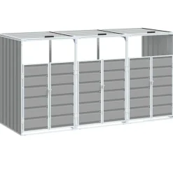 vidaXL Cobertizo de 3 contenedores basura acero 216x81x115 cm Gris Outlet