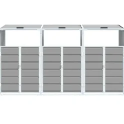 vidaXL Cobertizo de 3 contenedores basura acero 216x81x115 cm Gris Outlet