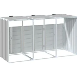 vidaXL Cobertizo de 3 contenedores basura acero 216x81x115 cm Gris Outlet