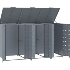 vidaXL Cobertizo de 3 contenedores de basura acero 207x79x117 cm Gris Outlet